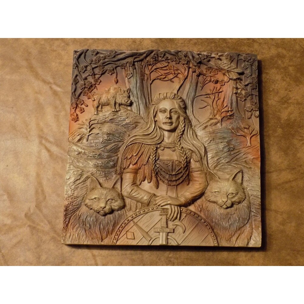 Medieval Warrior Female Woman Knight Painted Molded Plastic Wall Picture Fantasy